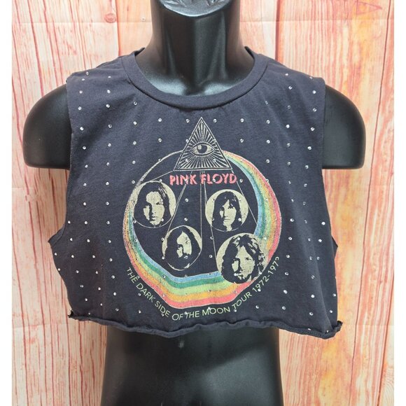 Pink Floyd Womens Medium Crop Top Black The Dark Side Of The Moon 1972-1973 - Picture 1 of 6